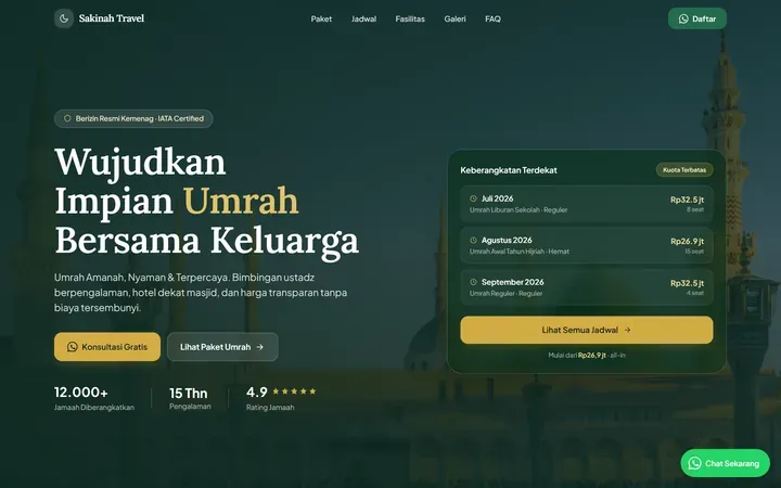 Website Travel Umrah — Sakinah Travel